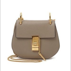 Chloe Taupe Leather Bag with Gold Accents